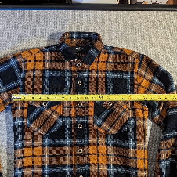 Whyte & More flannel orange button up long sleeve men's med - Picture 7 of 8